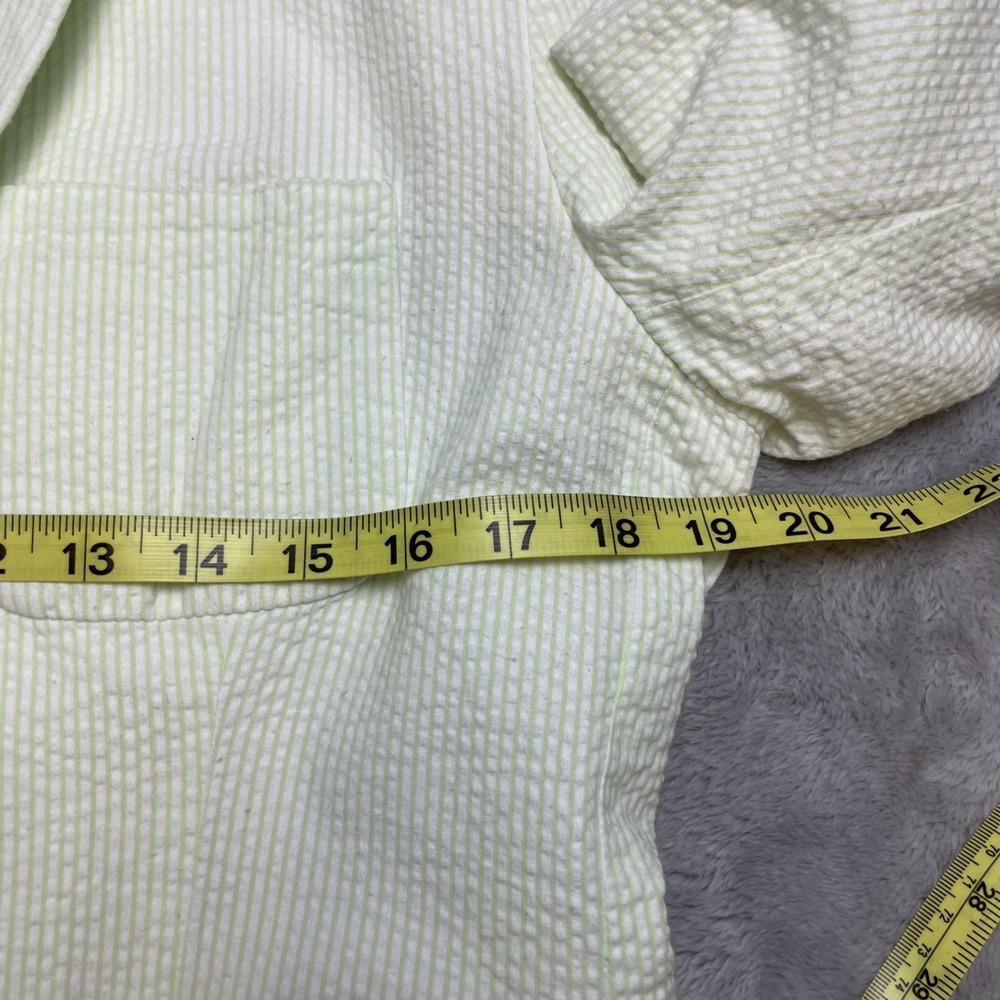 American Living Womens Seersucker Blazer Jacket Size 12 Lime Green Stripe Cotton - Picture 7 of 9